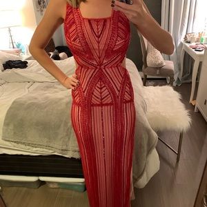 Parker Black red sequin formal dress